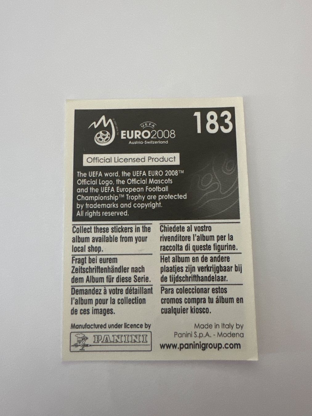 Panini Cartes à collectionner: Panini UEFA EM 2008 Sticker - Nr. 183 – D'occasion à Sulz AG par DealWerk 1