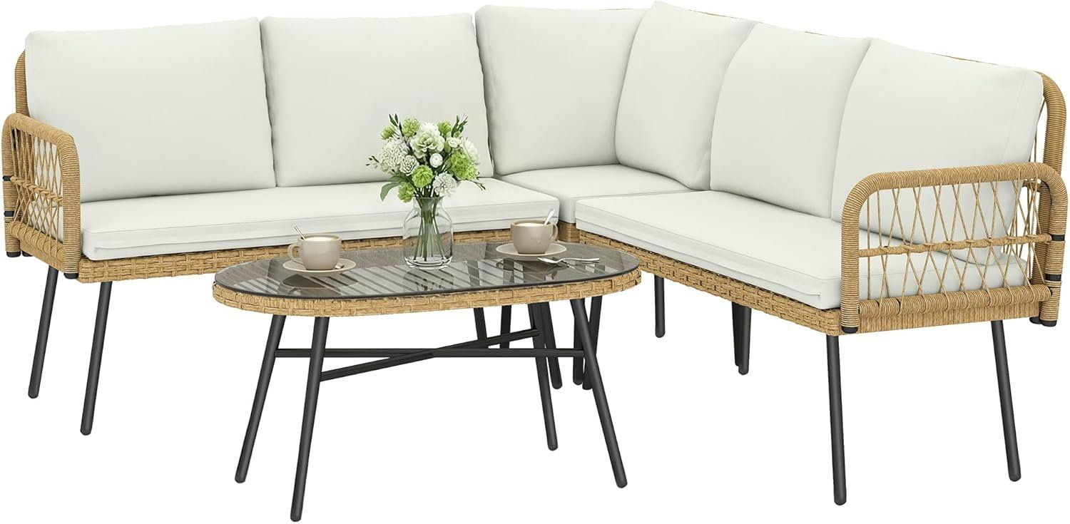 Set di tavolo e panche: Polyrattan Gartenmöbel Set 4-teilig – Nuovo e nell'imballaggio originale da Gränichen venduto da omniadeals