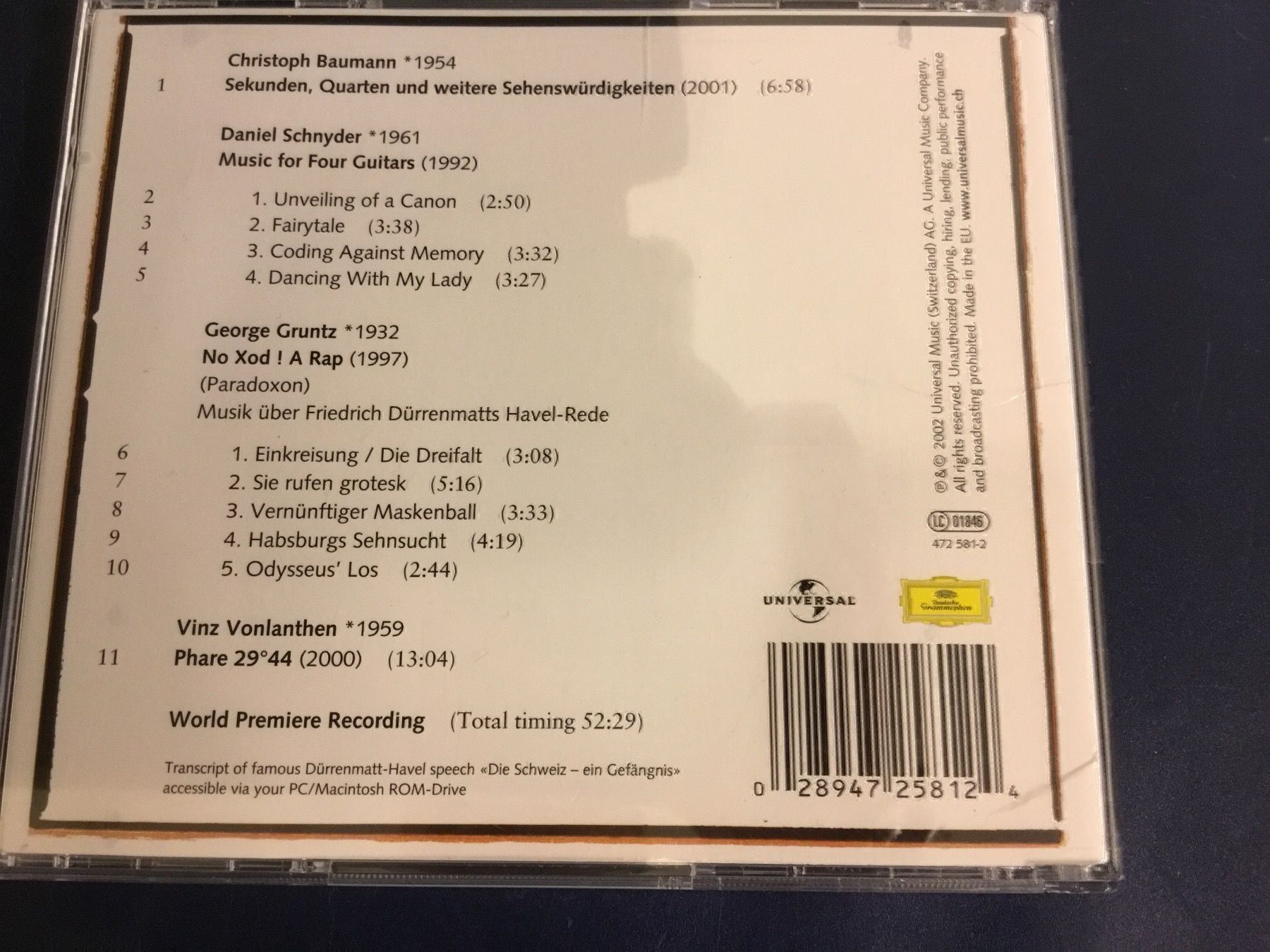 CDs: Eos Guitar Quartett - Quadra – D'occasion à Rüti ZH par alumedien 1