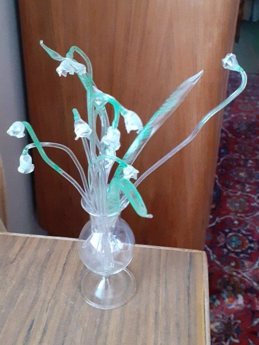 Figuren: Glasfigur antik - Blumenstraus Maiglöckchen – Gebraucht aus Mörschwil von antiksalon 2
