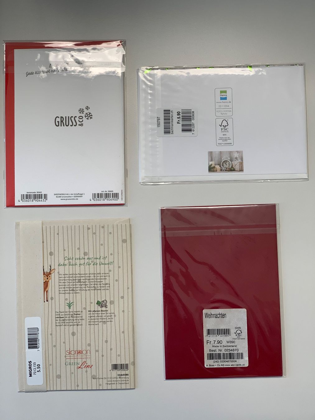 Cartoline: 4er-Set Grusskarten Weihnachten, neu – Nuovo e nell'imballaggio originale da Windisch venduto da rhu_wd8q 1