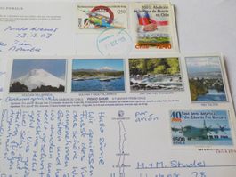 Amerika, Chile, 2 Karten mit Marken