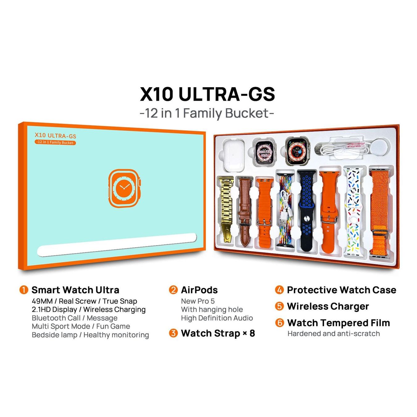 Smart Smartwatch: Smartwatch-Set + Bluetooth-Kopfhörer, 8 Armbänder – Usato da Zürich venduto da gab_7jvq 2