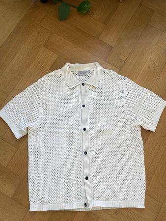 Strickpolo kurzarm Creme Grösse XL Herren Sommer