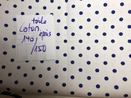 Toile de coton épais à pois bleus - 140/150 cm tissu neuf