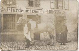 Landwirtschaft/Metzgerei 1910 Pferdemetzg. H. Rütschi Rüti ?