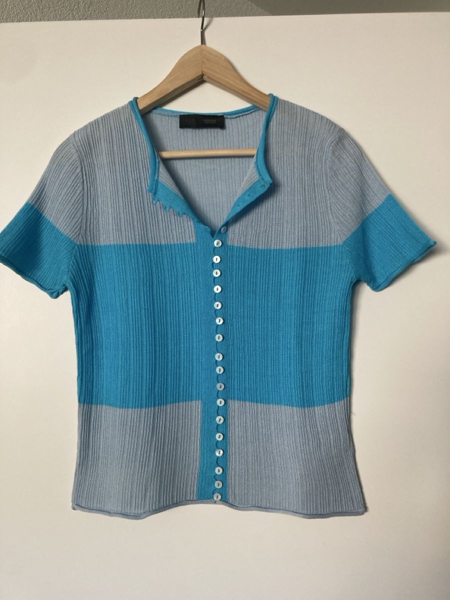 Zara T-shirt: Zara Strickpullover kurzarm blau-grau Grösse M neu – Nuovo (secondo la descrizione) da Frenkendorf venduto da Bleandro
