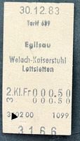 Eglisau Weiach-Kaiserstuhl Lostetten D/ Billett 1983