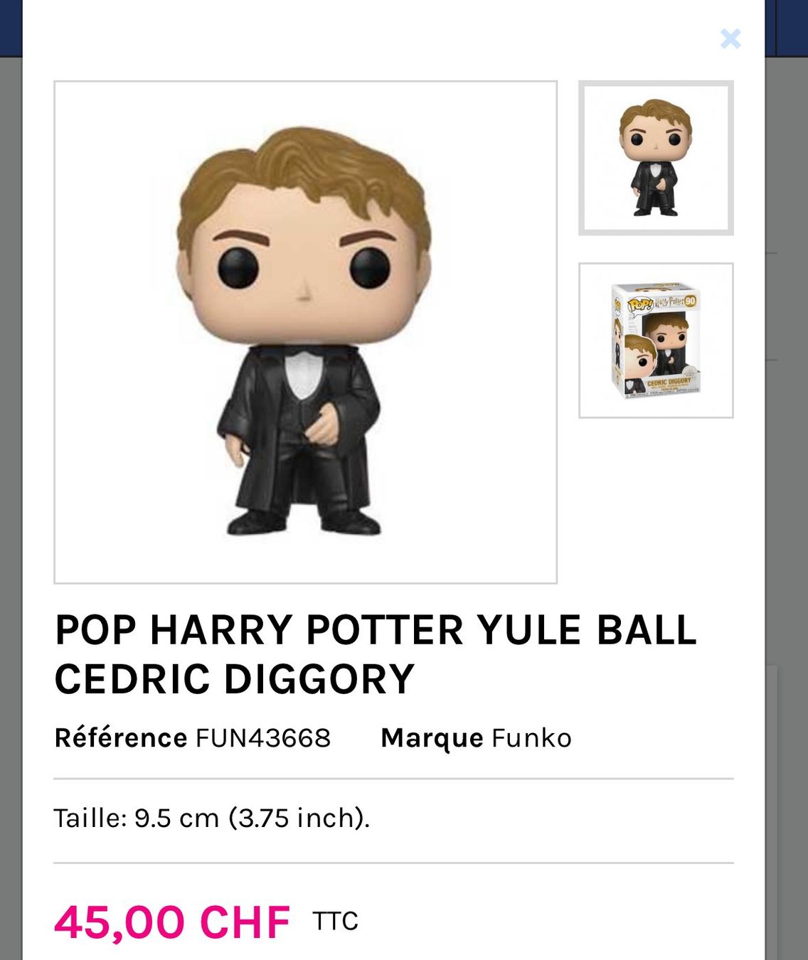 Funko Statuette: Funko Pop - Cedric Diggory - Yule Ball - 90 – Nuovo e nell'imballaggio originale da Grand-Lancy venduto da alf_8dk7 2