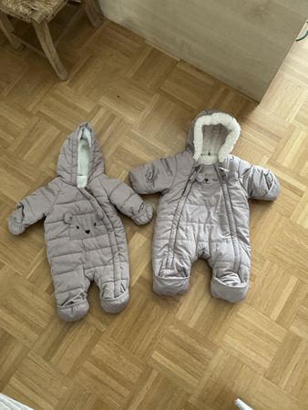 Tuta invernale neonato beige orsetto interno caldo 2 pz si v