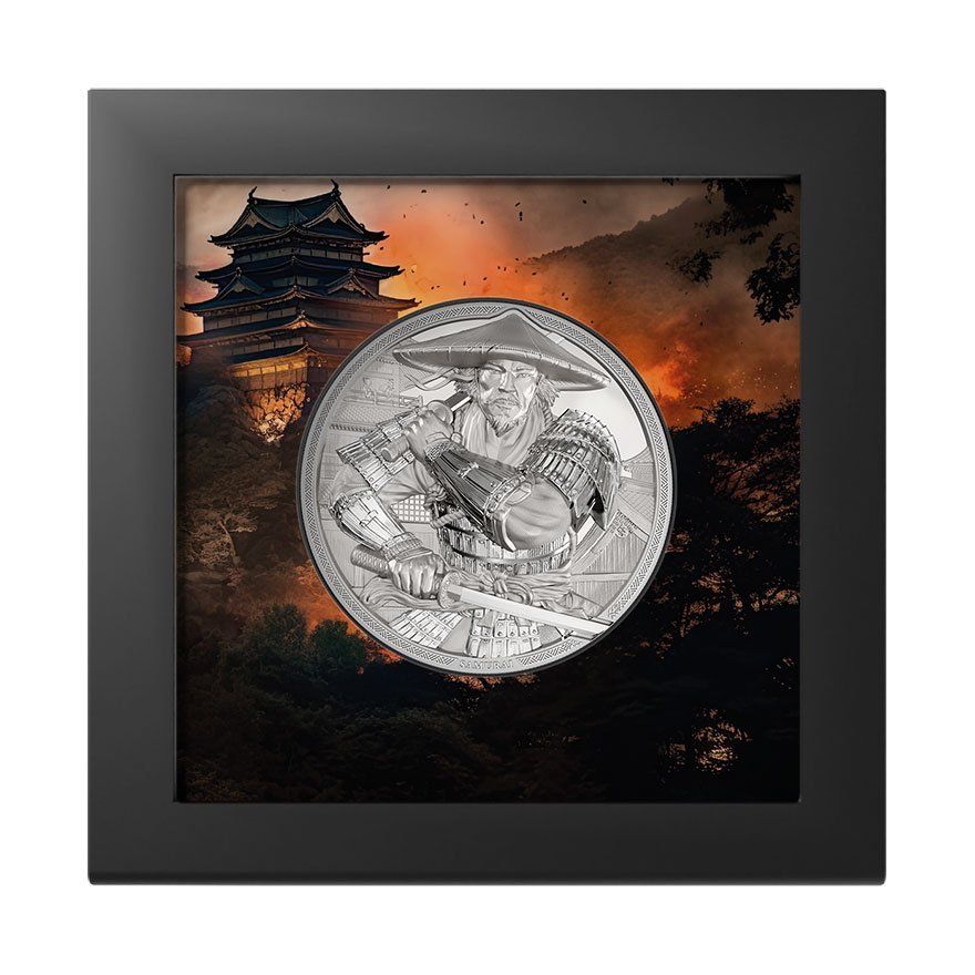 Alle Münzen: Cook Islands Silber Samurai 5 oz PP 2025 – Neu und originalverpackt aus Liestal von Goldbatzen 2