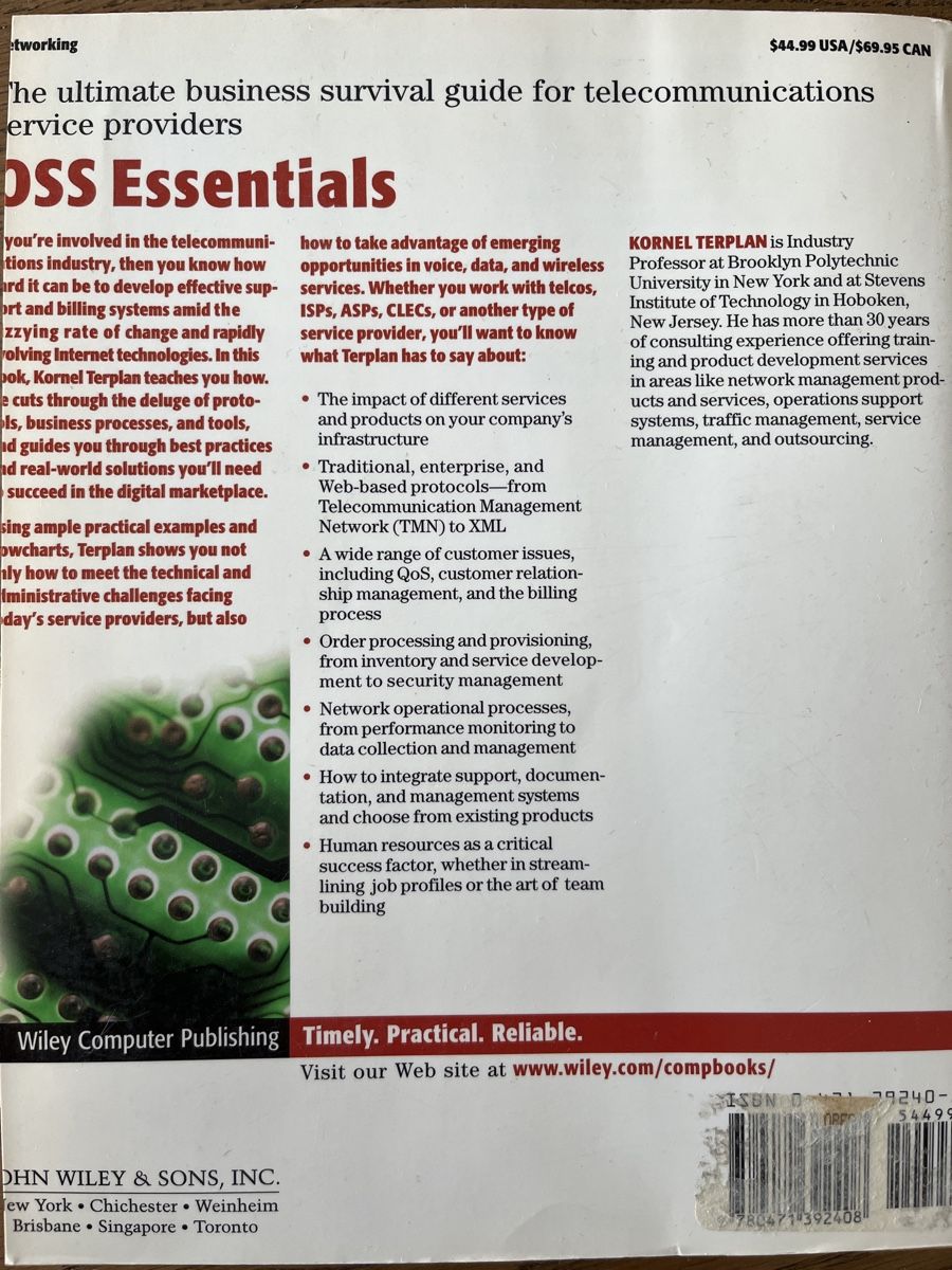 Libri: OSS Essentials-Support System Solutions f. Service Providers – Usato da Zug venduto da ZoBrax 1