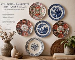COLLECTION ASSIETTES STYLE ASIATIQUES VINTAGE