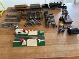 antike JEP Spur 0 Eisenbahnanlage mit Lok Wagen Trafo etc