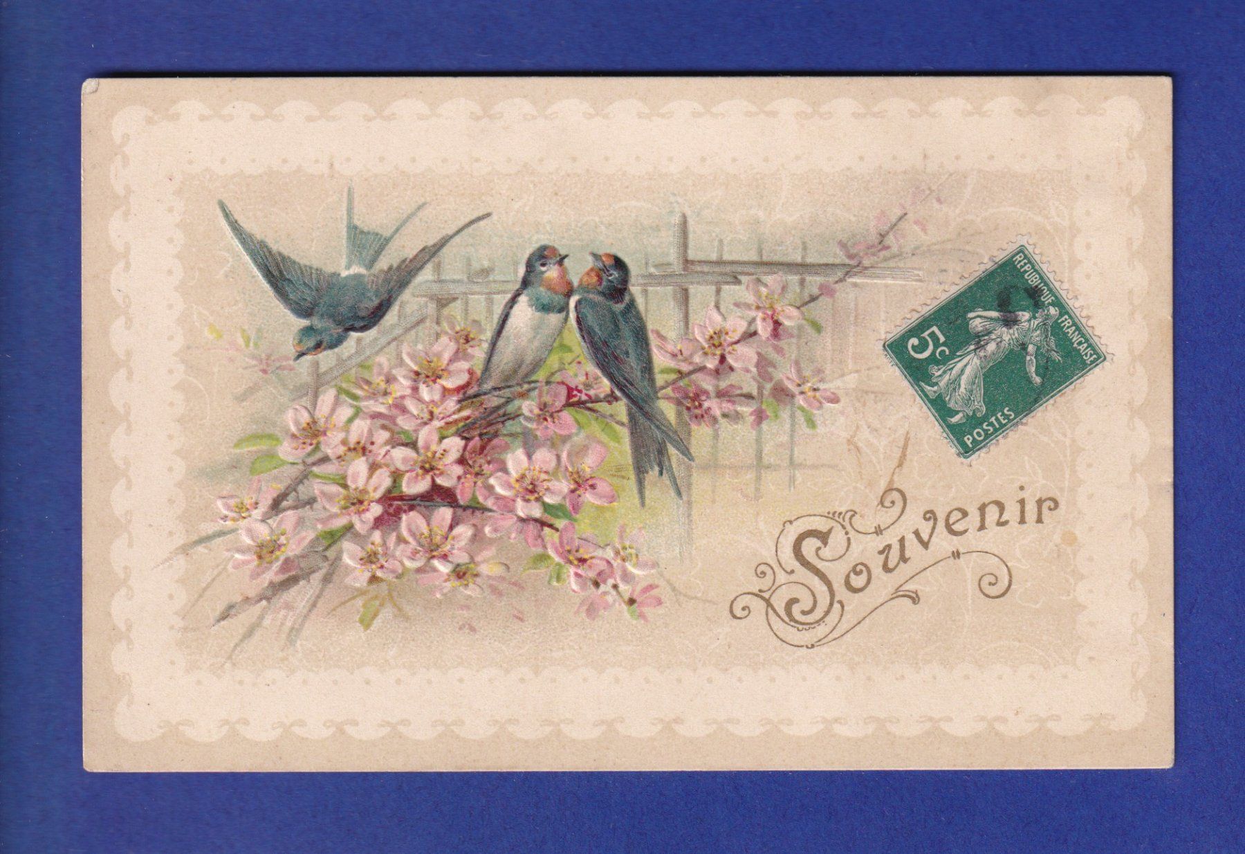 Ansichtskarten: OISEAU - Hirondelles - Fleurs – Gebraucht aus Pully von nicecards-shop
