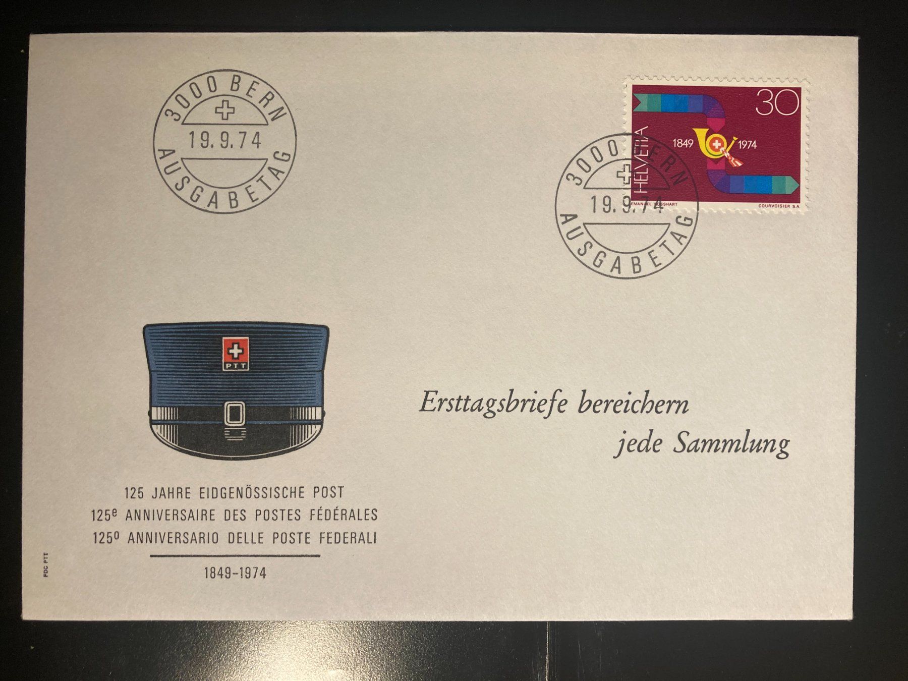 Tutti i francobolli: Schweiz 1974 Ersttagsbrief 125 J. Post Cachet – Usato da Liestal venduto da schnueps