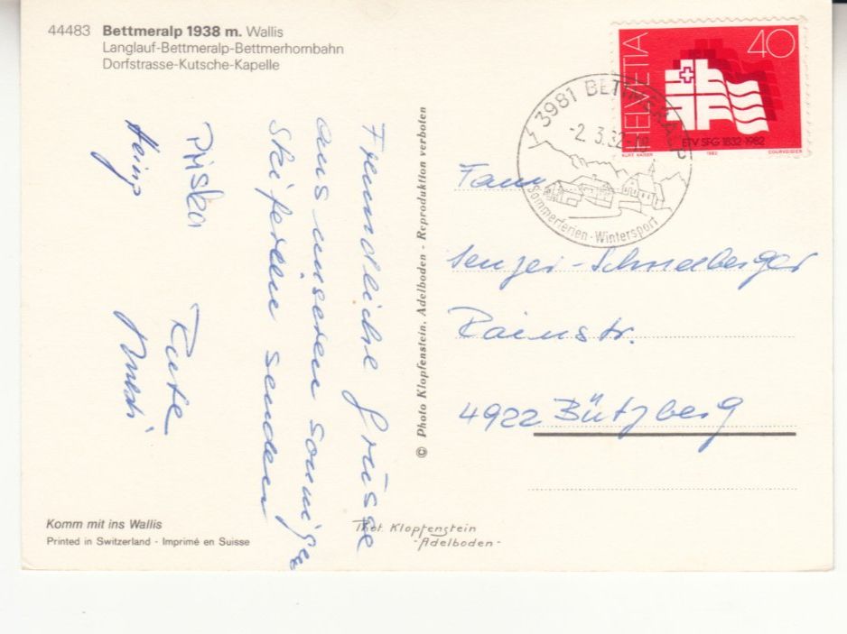 Cartes postales: Bettmeralp 1982 – D'occasion à Bürglen TG par StampGraf 1
