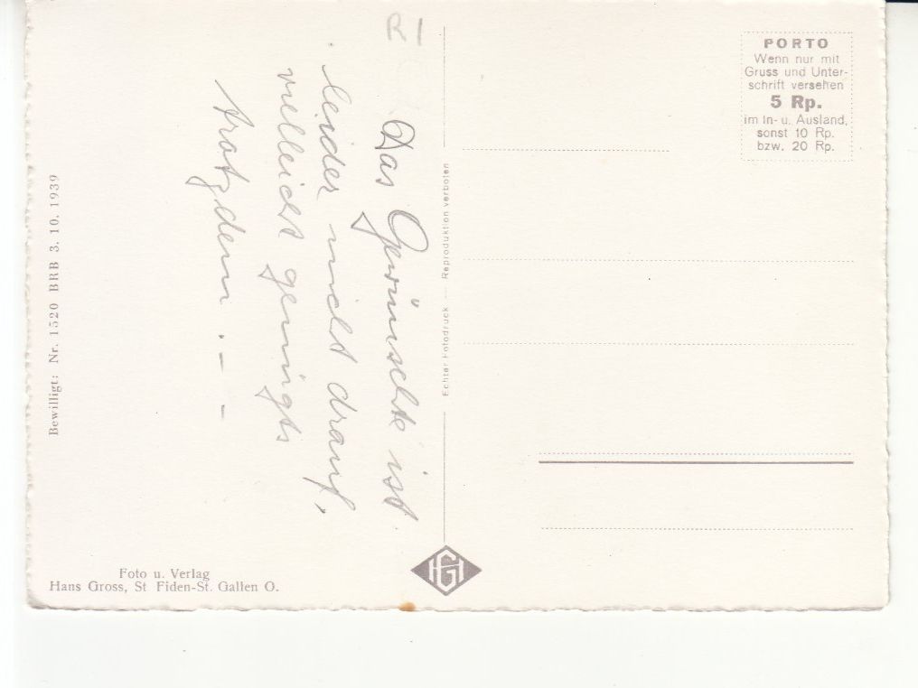 Cartoline postali: Flums ca. 1945 – Usato da Bürglen TG venduto da StampGraf 1