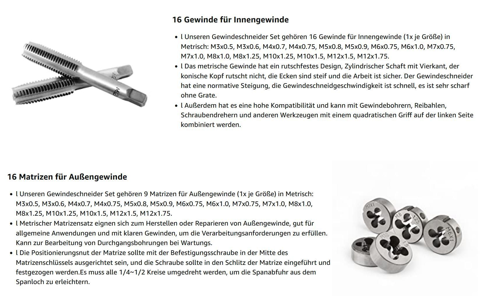 Tutti gli attrezzi: 40-teiliges Gewindeschneider Set, M3-M12 Gewindebohrer – Nuovo e nell'imballaggio originale da Zürich venduto da MueDes 8