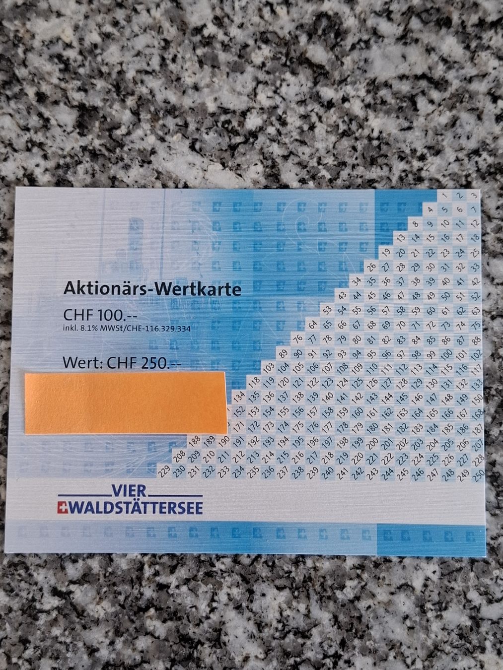 Karten: Wertkarte Vierwaldstättersee Wert 250.- – Neu (gemäss Beschreibung) aus Nänikon von Graceful