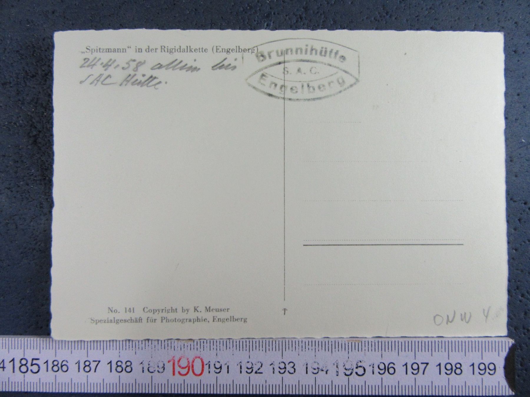 Ansichtskarten: SPITZMANN RIGITALKETTE ENGELBERG BRUNNIHÜTTE 1958 ONW – Gebraucht aus Ettingen von Hausi4711 1