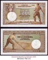 500 Dinar 1942 WW2 UNZ