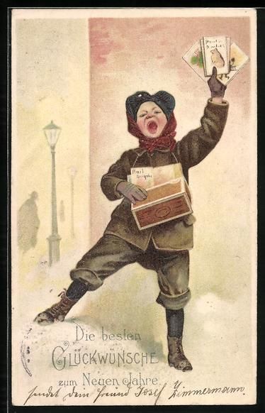 Cartoline postali: Litho Junge verkauft Postkarten, Die bes – Usato da Berlin venduto da bartko-reher