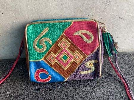 Bunte Patchwork Handtasche mit Quaste, Retro Sommer Trend
