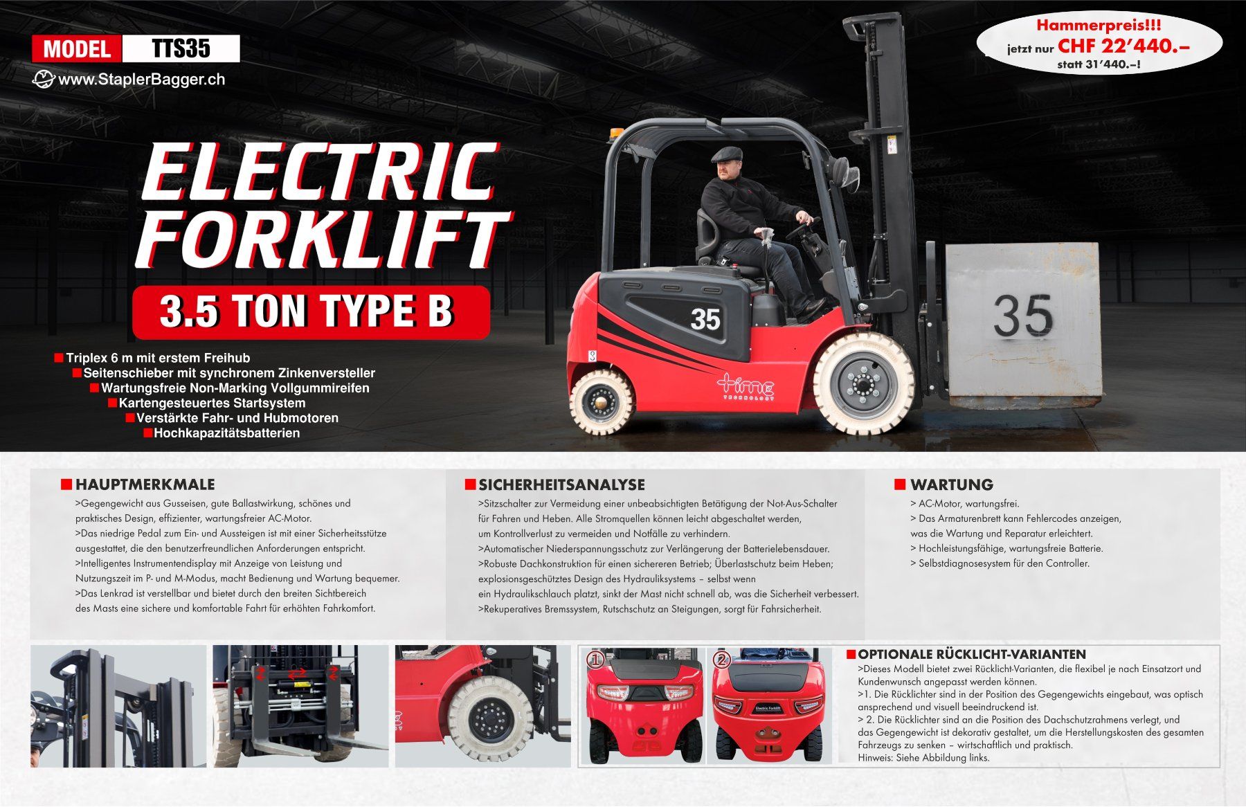 Carrelli elevatori e a forche: Elektro-Stapler 3.5 Ton Triplex-6m – Nuovo (secondo la descrizione) da Grabs venduto da Time-tech