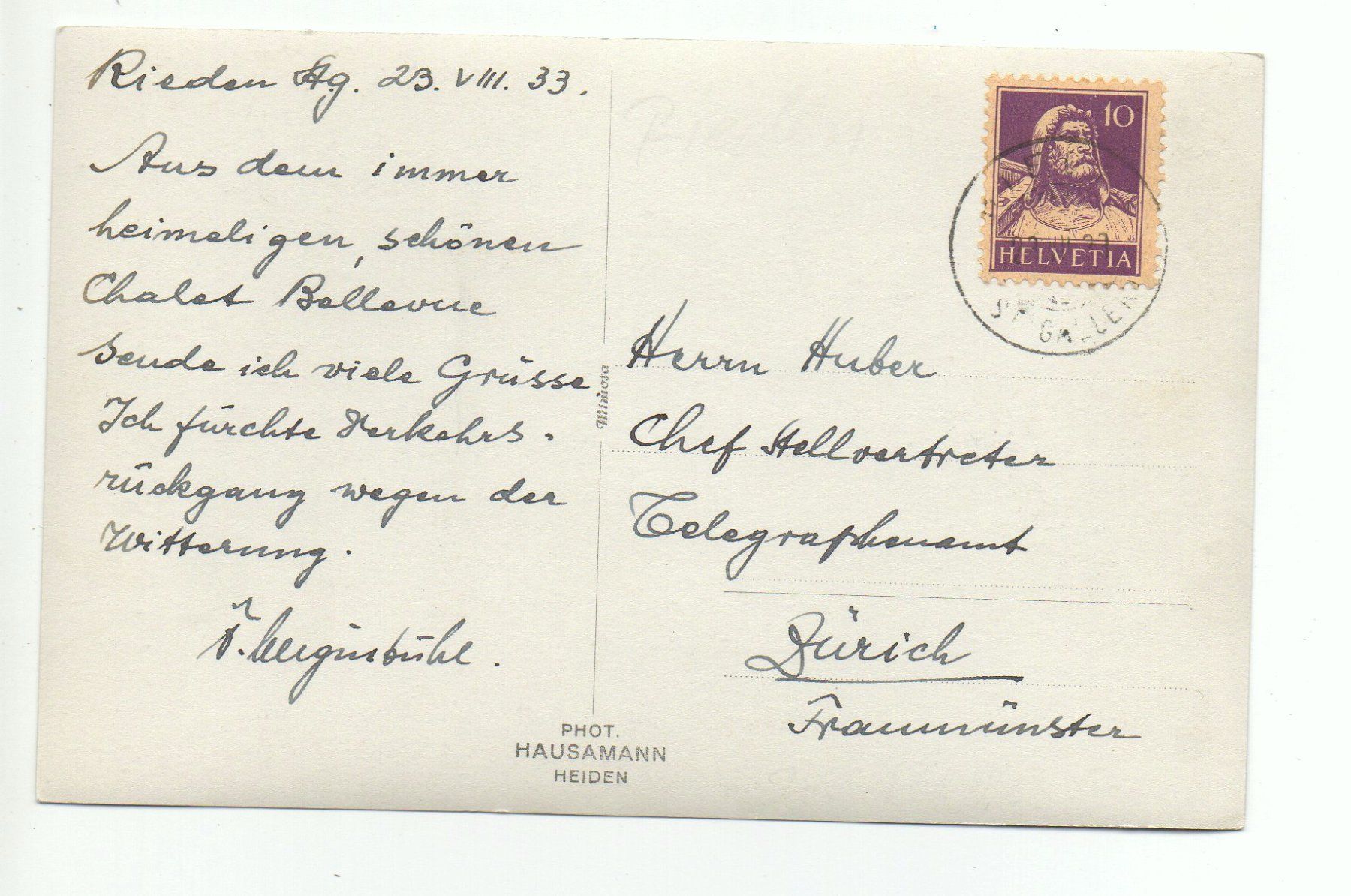 Cartoline postali: RIEDEN SG – Usato da Jona venduto da philajona 1