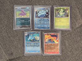 5 Pokemon Masterball Reverse Holo, EN & JP, Boosterfrisch