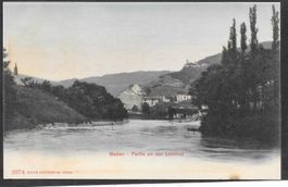 Baden Partie an der Limmat coloriert