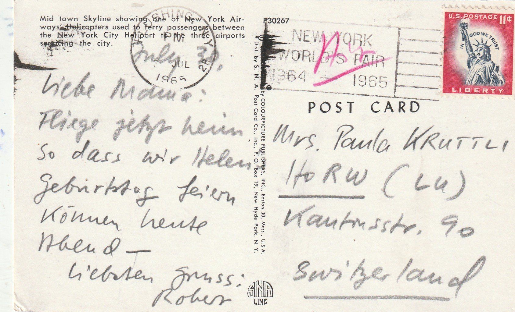 Cartoline postali: Heli über New York – Usato da Lumbrein venduto da made02 1