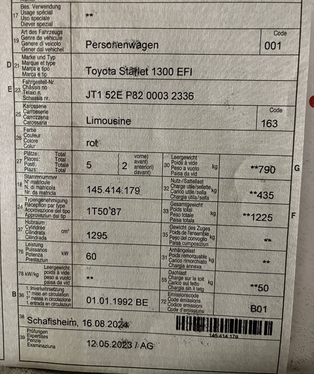 Automobili: Toyota Starlet – Usato da oberwil-lieli venduto da dolomit01 7