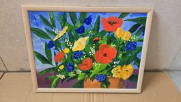 Blumenstrauss Gemälde, gerahmt, Frühlingsdeko 29x39