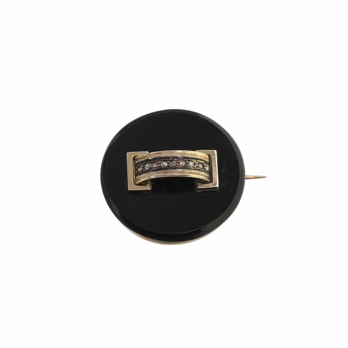 Spille & Fermagli: Onyx Diamant Brosche, Viktorianisch 1861 – Usato da Zürich venduto da Vintage-Jewellery