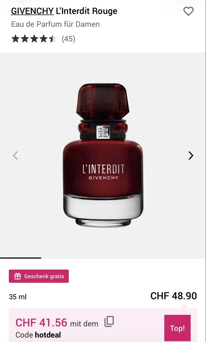 Givenchy Profumi & Eau de Toilette: GIVENCHY L'Interdit Rouge Eau de Parfum 35ml – Nuovo e nell'imballaggio originale da Kradolf venduto da bstr.9105