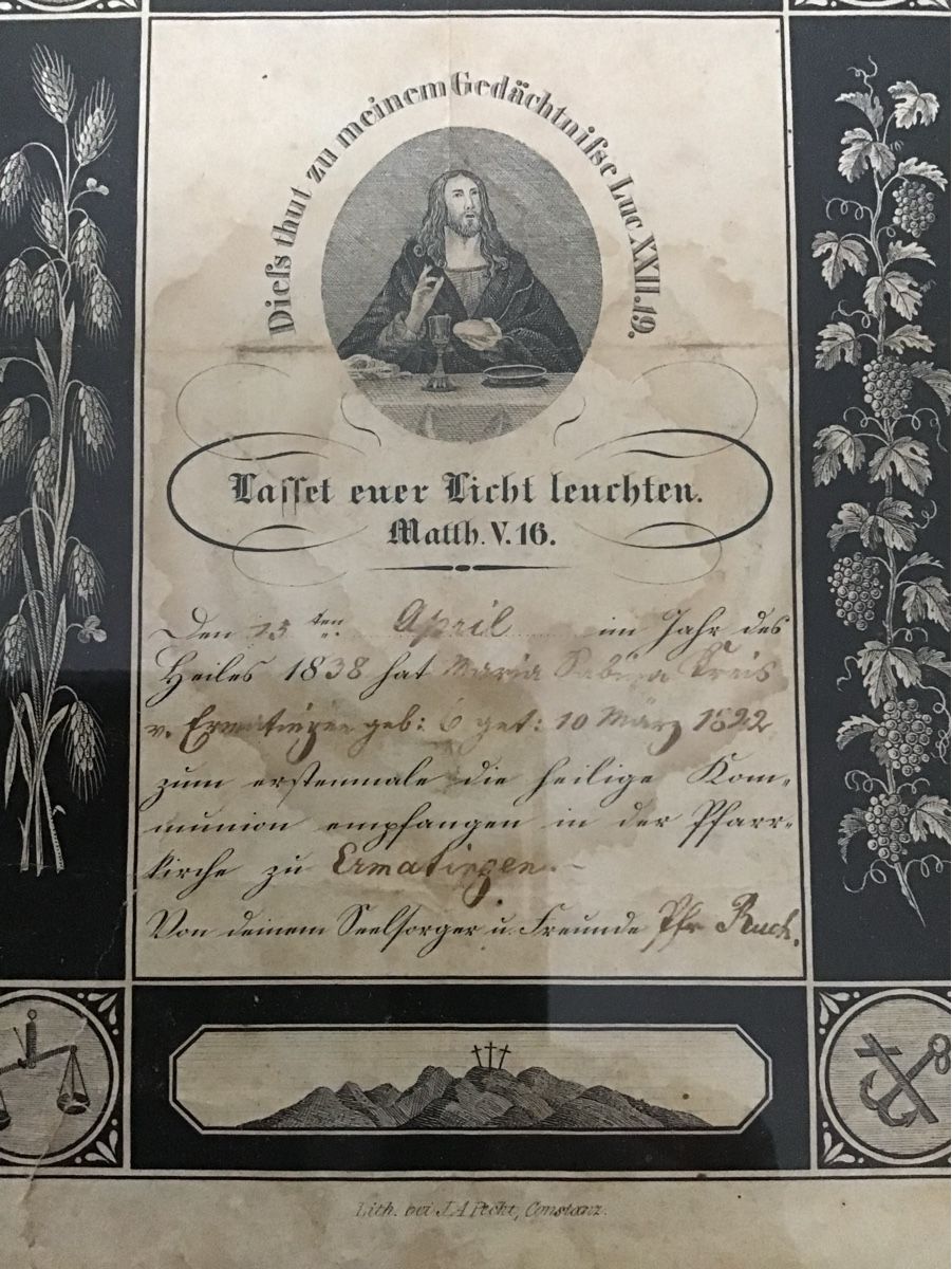 Poster & Bilder: Confirmation Antikes Bild  1838 – Gebraucht aus Buchs ZH von Obstgarten78 2