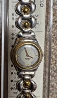 Swatch Damen Uhr, Vintage, LH 117M, Silber/Gold Look