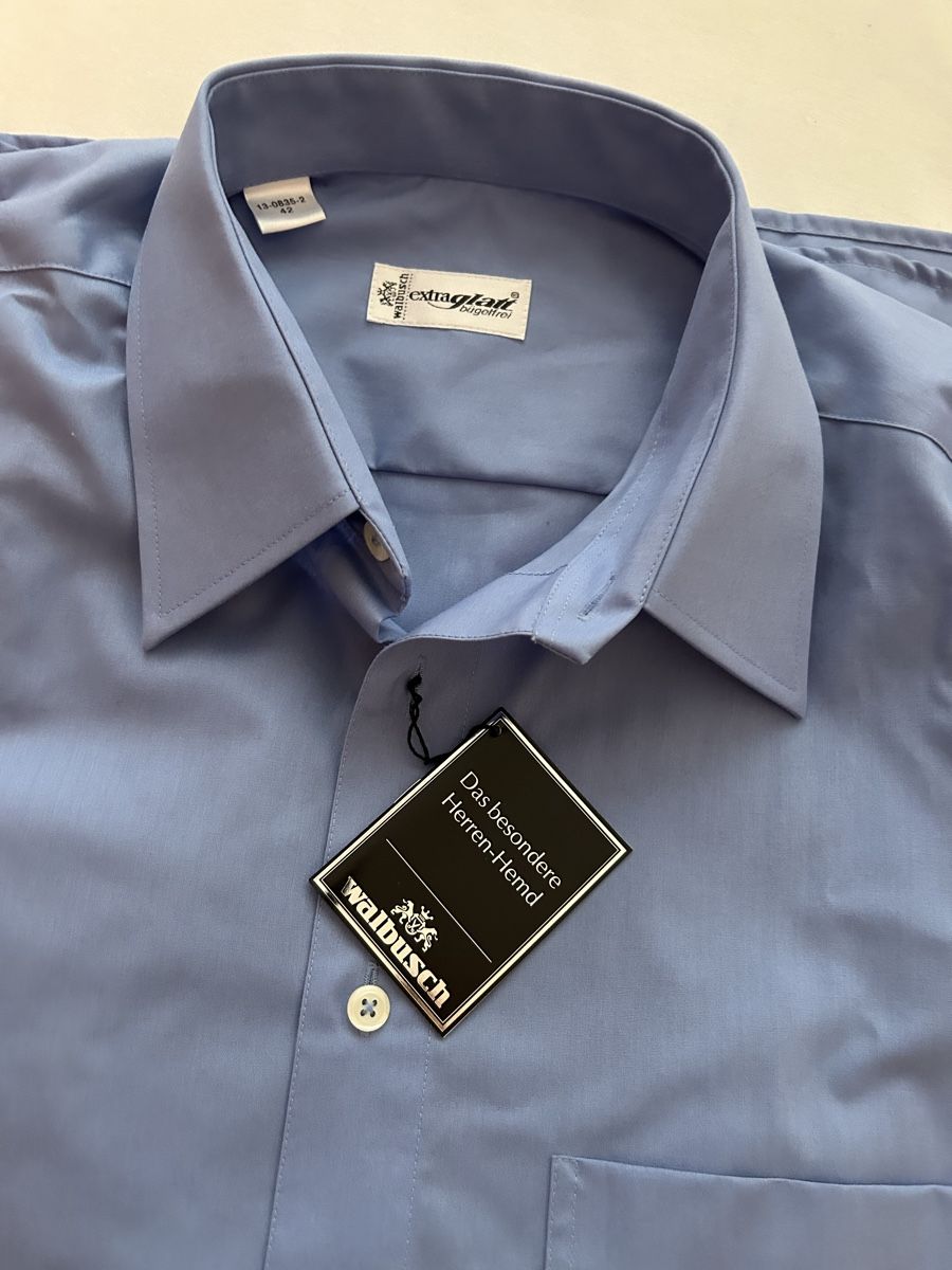 Walbusch Camicie: Walbusch Hemd Gr. 42 blau NEU – Nuovo e nell'imballaggio originale da Zug venduto da Gibbi80