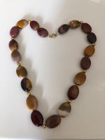 Echte Ovale palmettstein Kette mit 14 k Gold