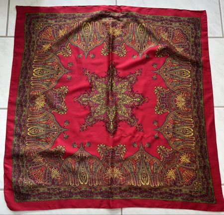 Scarf paisley red square scarf women's accessory