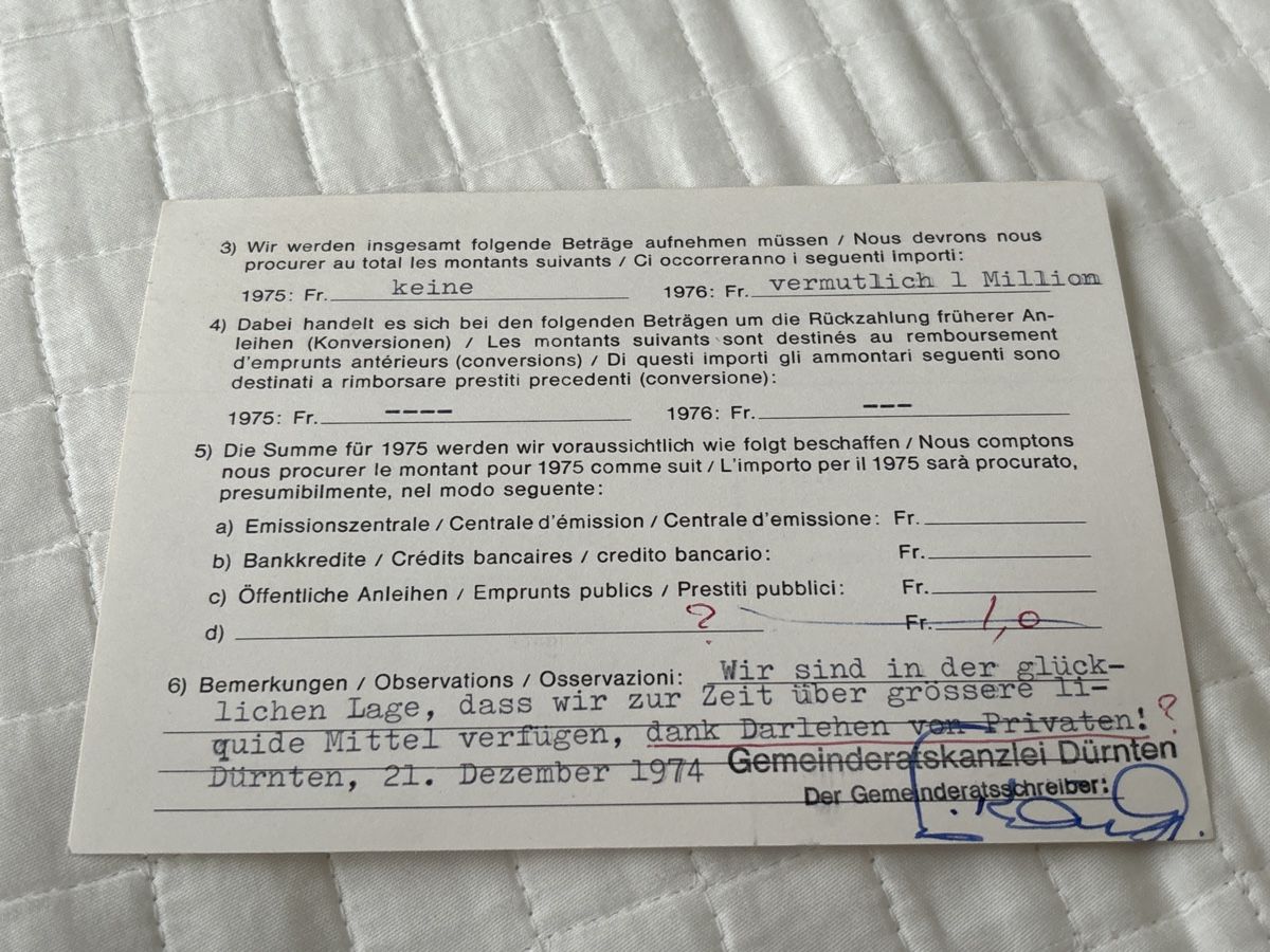 Dokumente: Dürnten - Historische Postkarte 1974 – Gebraucht aus Zürich von engebrunau 1