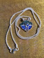 W- Schönes Jugendstil Collier Halskette echtes Silber Email