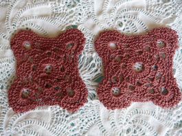 2 Häkeldeckeli, rosenholz, Handarbeit, Boho-Style