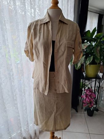 Ensemble jupe et chemisier en lin - Taille 38