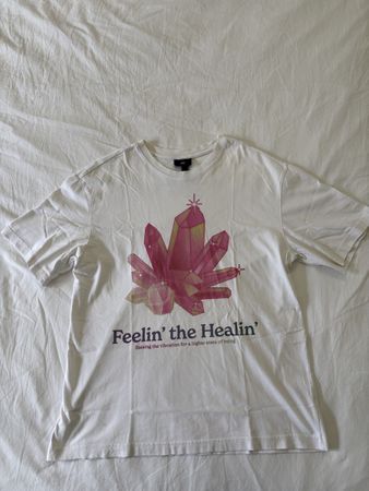 T-shirt bianca stampa cristalli taglia M nuova