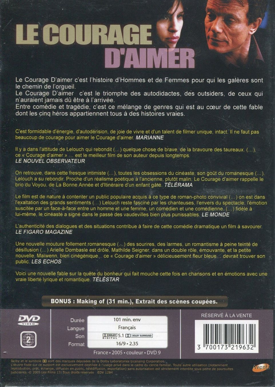 Tous les DVDs: Le Courage d'Aimer – D'occasion à Les Avants par soyouz63 1