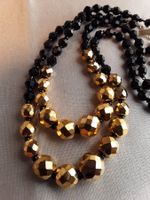 Vintage schwarz goldene Cocktail Collier 1950er