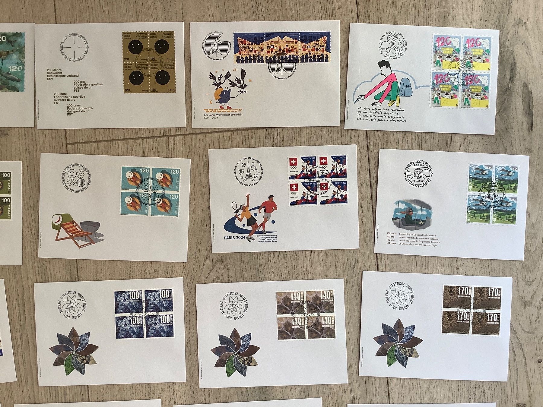 Tutti i francobolli: 50 FDC Schweiz 2024 Viererblockserien – Usato da St. Gallen venduto da herbrig2 4